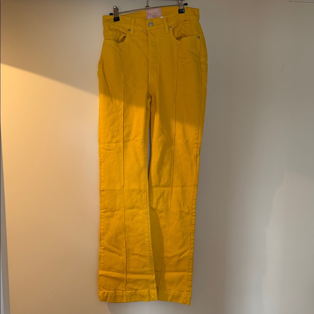 REVICE Women's Straight Leg Jeans in Bright Yellow
